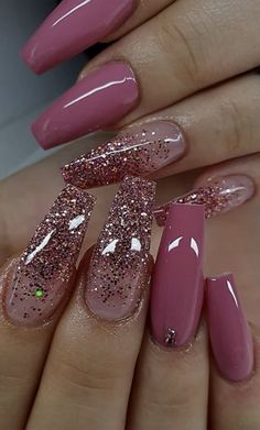 Magenta Nails, Mauve Nails, Bridal Nail Art, Nagellack Trends, Ombre Acrylic Nails, Nail Swag, Nails Black