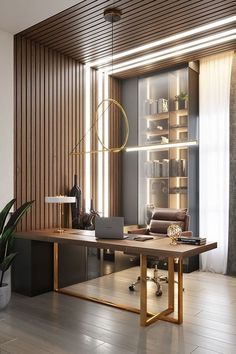 Modern Home Office Design Inspiration, Midcentury Modern Home Office, Black Office Design, Industrial Office Design, Office Table Design, Modern Office Interiors, Corporate Office Design