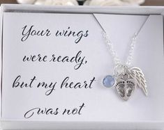 Her wings were ready but my heart was not memorial for MOM | Etsy 3 Letter, Memorial Jewelry, Colorado Springs, Sterling Silver Necklace, Sterling Silver Necklaces, My Heart, Birthstone, Springs, Colorado