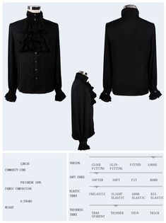 Gothic Chiffon Men Classic Black Shirt