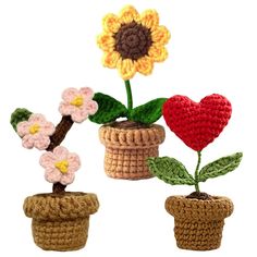 PRICES MAY VARY. Packing list: You will get 3PCS Knitted mini potted plants as shown in picture, crochet flower kit also is a good ideal for home kitchen, office, party, anniversary, Valentine's day and Christmas decoration. Knitted Flower: Made of high-quality wool crochet, handcrafted and everlasting,comfortable feel, more vivid, they will neither wither nor fade, no need to maintain.Can be used for a long time Size information:The diameter of the flower pot is 4cm, and the height of the flowe Rustic Table Centerpieces, Sunflower Colors, Weaving Tools, Crochet Sunflower, Crochet Home Decor, Crochet Set, Crochet Kit, Craft Set, Crochet Home