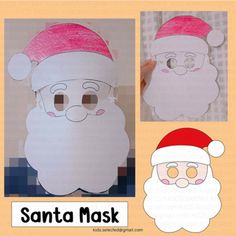 the santa mask is made with paper and glue