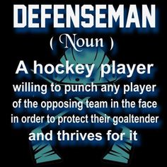 a poster with the words defensive and an image of a hockey player