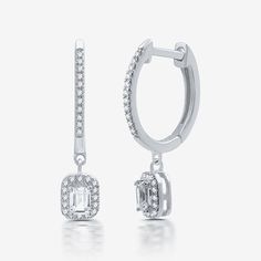 # Pieces In Set: 1 PairDiamond Clarity: Si2-I1Earring Back: HingedSetting: ProngShape: EmeraldStone Cut: EmeraldDiamond Color: H-IMetal Color: WhiteEarring Length: 23mmEarring Width: 5mmRounded Carat Weight: 1/2 Ct. T.w.Care: Wipe CleanStone Type: 56 Lab Grown DiamondAuthenticity: Lab Grown DiamondBirthstone: April BirthstoneEarrings Type: Wire EarringsEarrings Style: Hoop Earrings, Drop Earrings, Halo EarringsMetal: 10k White GoldCountry of Origin: Imported White Gold Lever Back Dangle Hoop Earrings, White Gold Dangle Hoop Earrings With Lever Back, White Diamond Halo Hoop Earrings, White Small Hoop Earrings With Halo Design, White Halo Huggie Earrings, Silver Diamond Hoop Earrings With Halo, White Diamond Hoop Earrings With Halo Design, Earrings Hoop, Earrings Drop