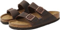 Comfortable Brown Double Strap Slides, Casual Leather Footbed Sandals With Arch Support, Classic Sandals With Arch Support And Round Toe, Classic Brown Cushioned Footbed Sandals, Classic Brown Sandals With Arch Support, Brown Double Strap Casual Slides, Casual Leather Double Strap Footbed Sandals, Classic Leather Footbed Sandals With Arch Support, Classic Footbed Sandals With Arch Support And Round Toe