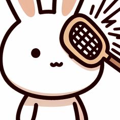 a drawing of a rabbit with a comb in its ear and hair dryer on it's head