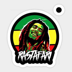 rastafar sticker with the word rastafar in front of an image of bob marley