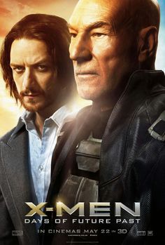 the poster for x - men days of future past, with two men standing next to each other