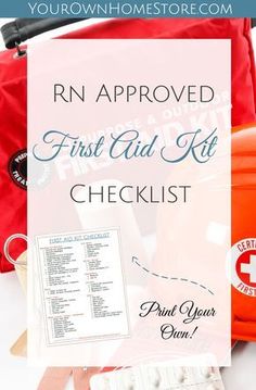 First Aid Kit Checklist, Mom Checklist, Diy First Aid Kit, Camping First Aid Kit, First Aid Tips, Basic First Aid, Emergency First Aid, 72 Hour Kits, First Aid Supplies