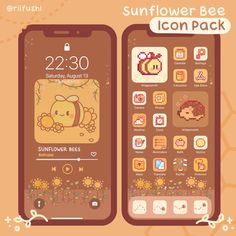 the sunflower bee icon pack is available for iphones and ipads to use