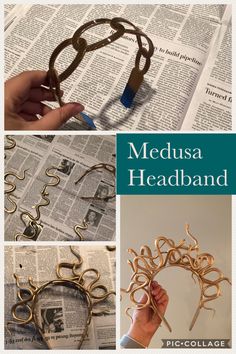 Loki Headpiece Diy, Diy Medusa Headband, Diy Medusa Costume Women, Snake Headband Diy, Diy Medusa, Medusa Crown Diy, Diy Medusa Headpiece, Kostüm Gold