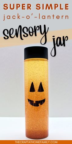 an orange and black halloween jar with a jack - o'lantern face on it