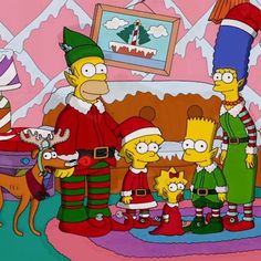 the simpsons family is dressed up for christmas