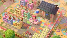 an aerial view of a small town in animal crossing