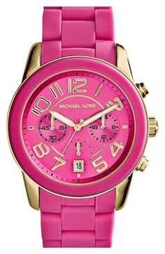 watch by Michael Kors Pink Watch, Michael Kors Mercer, Color Magenta, Silicone Bracelets, Handbags Michael Kors, Larp