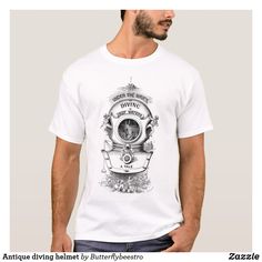 Antique diving helmet T-Shirt https://www.zazzle.com/z/l344t?rf=238555275735692005 Deep Sea Diving Helmet, Deep Sea Diving, Antique Gifts, Antique Gift, Diy Custom, Custom Holiday Card, Diving