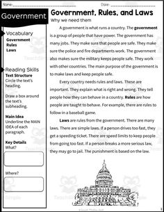 government rules and laws worksheet