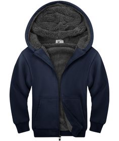 PRICES MAY VARY. Thermal Fleece Jacket - Heavyweight fleece helps block out cold and chill; It's warm boys sherpa lined hoodie, without being bulky, and layers well Comfort & Stretch - These long-sleeve kids hoodie sweatshirts are styled with attached hoods and banded edges to offer a snug, stay-put fit no matter what he's busy doing Hoode Sweatshirt With Pockets- The front full-length zipper makes for easy wear and layering, while the kangaroo pockets provide a safe spot to keep his hands warm Unisex Activewear, Jacket For Boys, Sherpa Lined Hoodie, Lined Hoodie, Boys Fleece, Long Sleeve Kids, Hoodie Zip, Warm Coat, Sherpa Lined