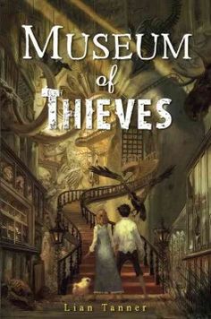 the book cover for museum of thieves, with an image of a man and woman