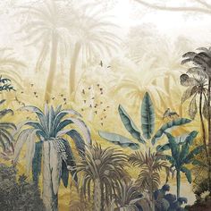 Carlton Gardens-behang-Muance-Geel-Vinyl-MU12036-Selected Wallpapers Tropical Wallpaper, W Hotel, Pip Studio, Tropical Forest, Kelly Wearstler, Wallpaper Calculator, More Wallpaper, Pierre Frey, London Art