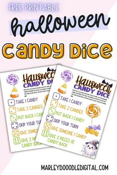 free printable halloween candy dice game for kids