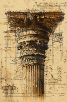 an architectural drawing of a column