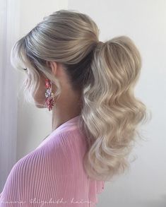 Upstyle Ponytail Hairstyles, High Ponytail Bride, Mother Of The Bride Hair Ponytail, Volume Wedding Ponytail, High Pony Event Hair, Blonde Wedding Ponytail, Glam Ponytail Hairstyles, Voluminous Ponytail Wedding, Elegant Ponytail Hairstyles Wedding