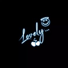 a neon sign that says lovely with a smiley face on it's left side