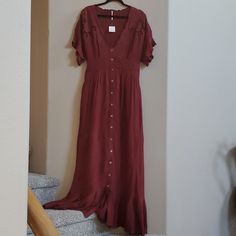 Bust Measures 20 Inches Across, Side Pockets. This Dress Is Definitely Oversized Cinnamon Red, Red Brown, Free People Dresses, Free People Dress, Cinnamon, Free People, Maxi Dress, Womens Dresses, Red