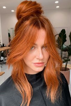 Red Hair W Money Piece, Natural Red Hair, Red Hair Inspo, Ginger Hair Color, Copper Hair Color, Hair Done, Curly Hair With Bangs, Auburn Hair, Red Hair Color