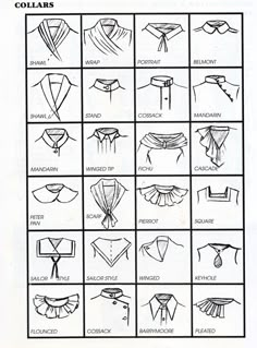 the instructions for how to tie a necktie and collars in different styles, from an