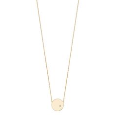 "Discover the impressive style of this 14k gold round disk necklace. Discover the impressive style of this 14k gold round disk necklace. Pendant size: 9.8 mm X 9.8 mm Finish: diamond-cut, polished Base material: 14k gold Length: 18 in. with 2 in. extender Chain width: 7.8 mm Chain type: cable Clasp: lobster-claw Total weight: 2.5 grams Packaging: boxed Additional details: nickel free DIAMOND DETAILS Total weight: less than 1/10 ct. Color grade: I Gemstones may have been treated to enhance their Anniversary Round Coin Necklace, Classic Round Coin Pendant Necklaces, Classic Coin Pendant Necklace, Classic Round Coin Pendant Necklace, 14k Gold Medallion Necklace, Disk Necklace, Gold Diamond Necklace, Vintage Style Dresses, Disc Necklace