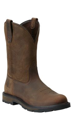 Ariat Men's Groundbreaker Distressed Brown Round Toe Work Boots | Cavender's Rugged Sports Boots With Cushioned Footbed, Rugged Waterproof Sports Boots With Cushioned Footbed, Ems Tattoos, Everyday Boots, Womens Work Boots, Ariat Boots, Work Boots, Low Heels, Tattoos