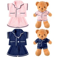 PRICES MAY VARY. Make Your Own Stuffed Bears: you will get 2 sets of bear outfits, one set of pink and the other set of blue with the same printing, including short sleeve shirt and trousers, creating a warm and sweet atmosphere; Please note that the bear is not included Fits Most Stuffed Bears: the bear clothes measure about 9.84 x 5.91 inches/ 25 x 15 cm; The set is suitable for dolls and stuffed animals of 14-18 inches, will accompany you for a long time Detailed Design: the bear pajamas are Build A Bear Bunny, Stuffed Animal Clothes, Bear Pajamas, Bear Accessories, Animal Clothes, Stuffed Bears, Bear Clothes, Fall Baby Clothes, Pajama Outfits