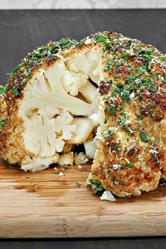 a close up of a plate of food with cauliflower