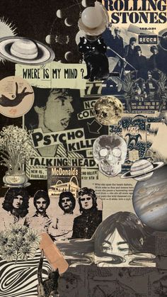 collage of rock and roll posters with the words rolling stones written on them in different languages