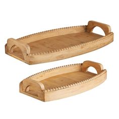 two wooden trays sitting side by side