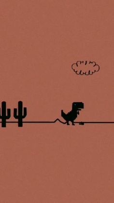 an image of a dinosaur on a wire with cactus in the background