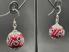 Beautiful Bali bead drop earrings  Pewter fixings 1cm bead Decorative, pretty and boho Ideal as a gift! 2nd class large letter to UK International standard everywhere else Made by Creative Cottage Bee