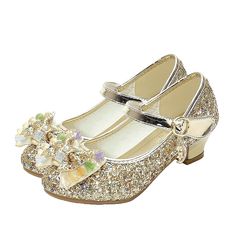 Category:Heels,Cosplay Shoes; Upper Materials:PU; Embellishment:Bowknot,Sequin,Crystal / Rhinestone; Season:Spring,Summer,Fall; Gender:Girls'; Activity:Outdoor,Dancing; Toe Shape:Closed Toe; Style:Princess Shoes,Flower Girl Shoes,Glitters,Mary Jane,Cosplay,Heel,Christmas; Heel Height(inch):1-2; Outsole Materials:Rubber; Occasion:Gift,Festival,Birthday,Party,Wedding,Evening Party,Prom; Age Group:Little Kids(4-7ys),Big Kids(7years ); Closure Type:Buckle; Function:Cosplay; Pattern:Solid Color; Ship Girls High Heel Shoes, Heel Dance, Party Shoes Heels, Kasut Tumit Tinggi, Crystal Children, Kids Dress Shoes, Kids Leather Shoes, Girls High Heels, Zapatos Mary Jane