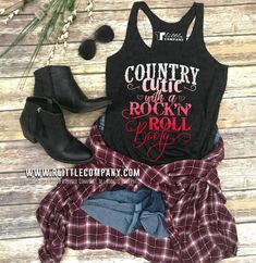 Country Cutie with a Rock N Roll Booty Women's Triblend Tank XS-2XL // Country Concert Tank // Country Music // Country Festival Outdoor Country Concert Outfit, Whiskey Girl, Country Women, Country Concert Outfit, Country Rock, Rock Fashion