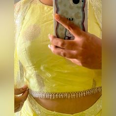 Never Wore Dhoti Style Pants With Crop Top In Yellow With Beads And Tassel On The Top And On The Cape Size 34-36 White Wedding Lehenga, Floral Lengha, Indian Frocks, Red Wedding Lehenga, Royal Blue Lehenga, Purple Lehenga, Bridesmaid Lehenga, Velvet Lehenga, Pistachio Color