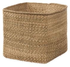 a square woven basket on a white background