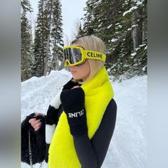 Celine Ski Goggles Yellow With Studs Perfect For The Winter Seasons & The Slopes! Brand New, Never Used, Comes With Protective Bag + Box! Retails : $680 Please Message Me For Any Questions Sarah Snyder, Celine Accessories, Ski Goggles, Glasses Accessories, Winter Season, The Winter, Goggles, Skiing, Winter Outfits