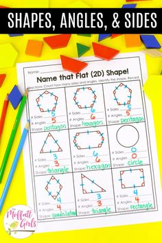 shapes, angles, and sides worksheet for kids to practice their math skills