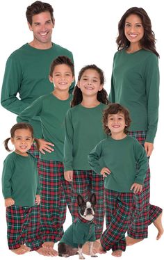 PRICES MAY VARY. Family Approved – We personally test all our PJs to be sure they'll make your family as happy as they make ours. Our pajama styles are made for everyone, even your pets! Cozy & Comfortable Classics – Make it a Christmas they’ll remember with festive plaid matching family pajamas; Choose from three styles: Red/Green features red and green plaid pants with a coordinating long-sleeve, crew neck top in evergreen; Gray featuring gray plaid pants with coordinating red top with contras Pjs Matching, Green Plaid Pants, Pajamas For Teens, Christmas Pjs Family, Family Pjs, Matching Family Christmas Pajamas, Family Pajama Sets, Matching Pjs, Family Family