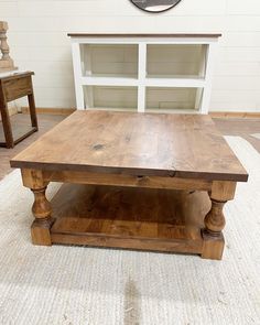 Pictured with a 36 X 36 Rustic Alder table stained Honey. Square Coffee Tables Living Room, Wood Coffee Table Rustic, Real Wood Furniture, Antique Coffee Tables, Stained Table, Large Sectional, Farmhouse Decor Kitchen, Coffee Table Farmhouse, Large Coffee Tables