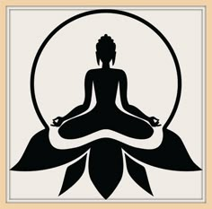 the silhouette of a person sitting in a lotus position