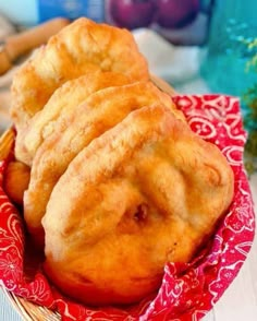 some fried food in a basket on a table