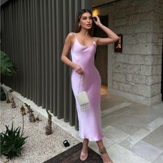 New With Tags Size Medium Retails For $89 Midi Dress Satin, Zara Midi Dress, Vacay Outfits, Midi Slip Dress, Dress Satin, Satin Dress, Pink Satin, Event Dresses, Zara Dresses